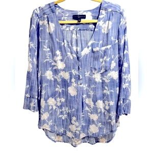 Fred David Blue and White Floral Blouse